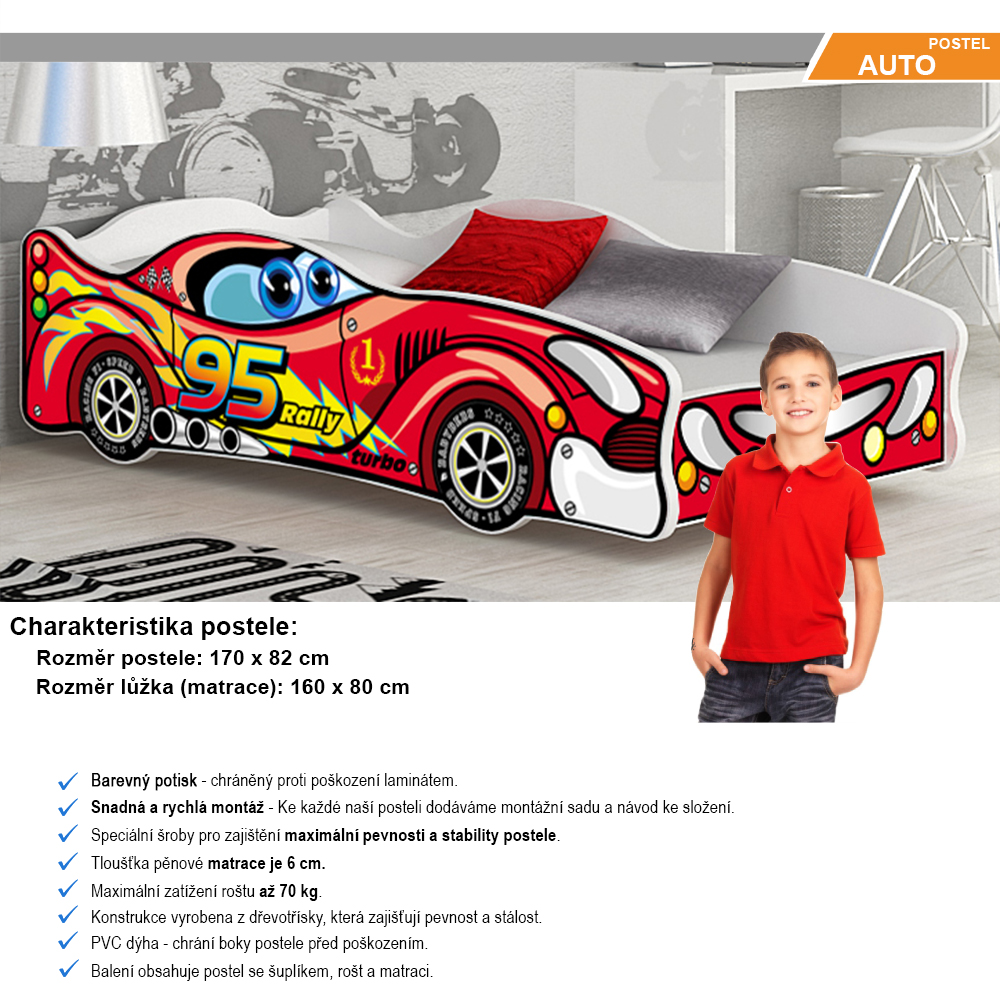 Dětská postel auto Michael 160x80