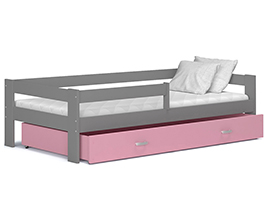 Dětská postel HUGO 190x80 se zásuvkou ŠEDÁ-BÍLÁ