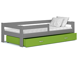 Dětská postel HUGO 190x80 se zásuvkou ŠEDÁ-ZELENÁ
