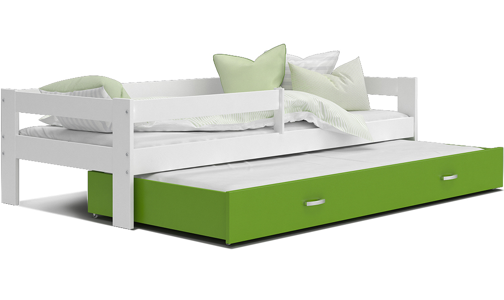 Detská posteľ HUGO P2 190x80 s prístelkou BIELA-ZELENÁ