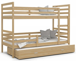 Dětská patrová postel s přistýlkou JACEK 3 190x80 cm ŠEDÁ-MODRÁ
