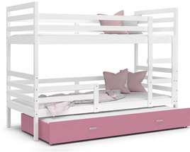 Dětská patrová postel s přistýlkou JACEK 3 200x90 cm BÍLÁ-ZELENÁ
