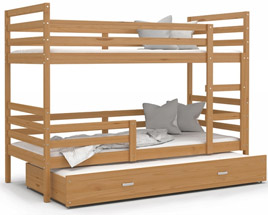 Dětská patrová postel s přistýlkou JACEK 3 200x90 cm ŠEDÁ-BÍLÁ