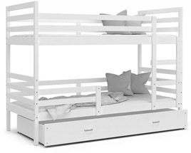 Dětská patrová postel s přistýlkou JACEK 3 200x90 cm ŠEDÁ-ZELENÁ