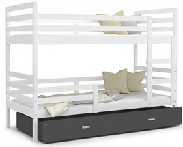 Dětská patrová postel JACEK 160x80 cm BÍLÁ-MODRÁ