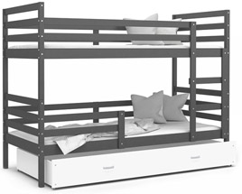 Dětská patrová postel JACEK 160x80 cm ŠEDÁ-BÍLÁ