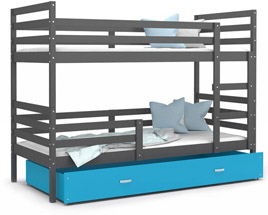Dětská patrová postel JACEK 160x80 cm ŠEDÁ-MODRÁ