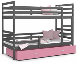 Dětská patrová postel JACEK 160x80 cm ŠEDÁ-ŠEDÁ