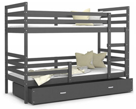Dětská patrová postel JACEK 190x80 cm ŠEDÁ-ZELENÁ