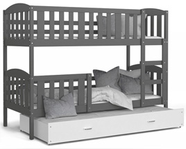 Detská poschodová posteľ KUBU 3 200x90cm SIVÁ-ZELENÁ
