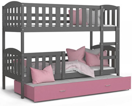 Detská poschodová posteľ KUBU 3 200x90cm BIELA-BIELA