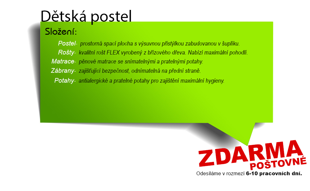 Dětská postel KUBU P2 200x90 cm ŠEDÁ-BÍLÁ