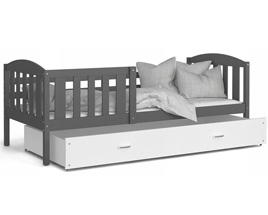 Dětská patrová postel DOMINIK DOMEK 190x80 BÍLÁ-RŮŽOVÁ