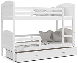 Dětská patrová postel MATYAS 3 80x190cm s borovicou konstrukcí v šedé barvě s přistýlkou