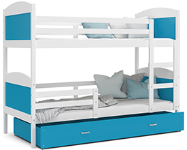 Dětská patrová postel Matyas dřevěná 190x80 BOROVICE-RŮŽOVÁ