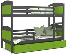 Dětská patrová postel Matyas dřevěná 160x80 BOROVICE-ŠEDÁ