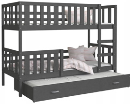 Dětská patrová postel NEMO 3 190x80 cm ŠEDÁ