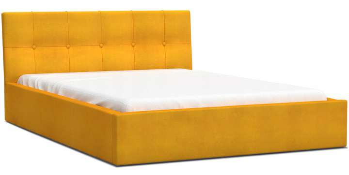 Luxusní manželská postel VEGAS 1 žlutá 140x200 z paris dřevěným roštem