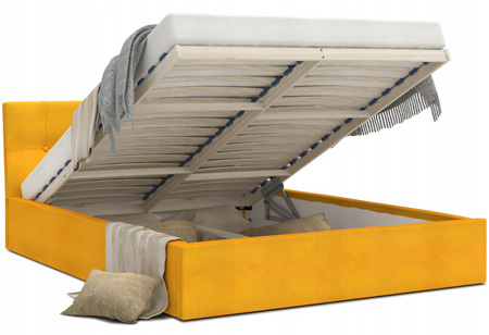 Luxusní manželská postel VEGAS 1 žlutá 160x200 z paris dřevěným roštem
