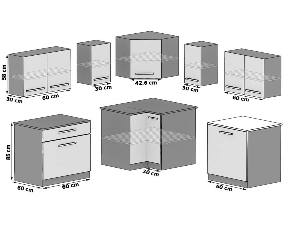 Moderní kuchyňská sestava Infinity Armin2 BÍLÁ lesklá