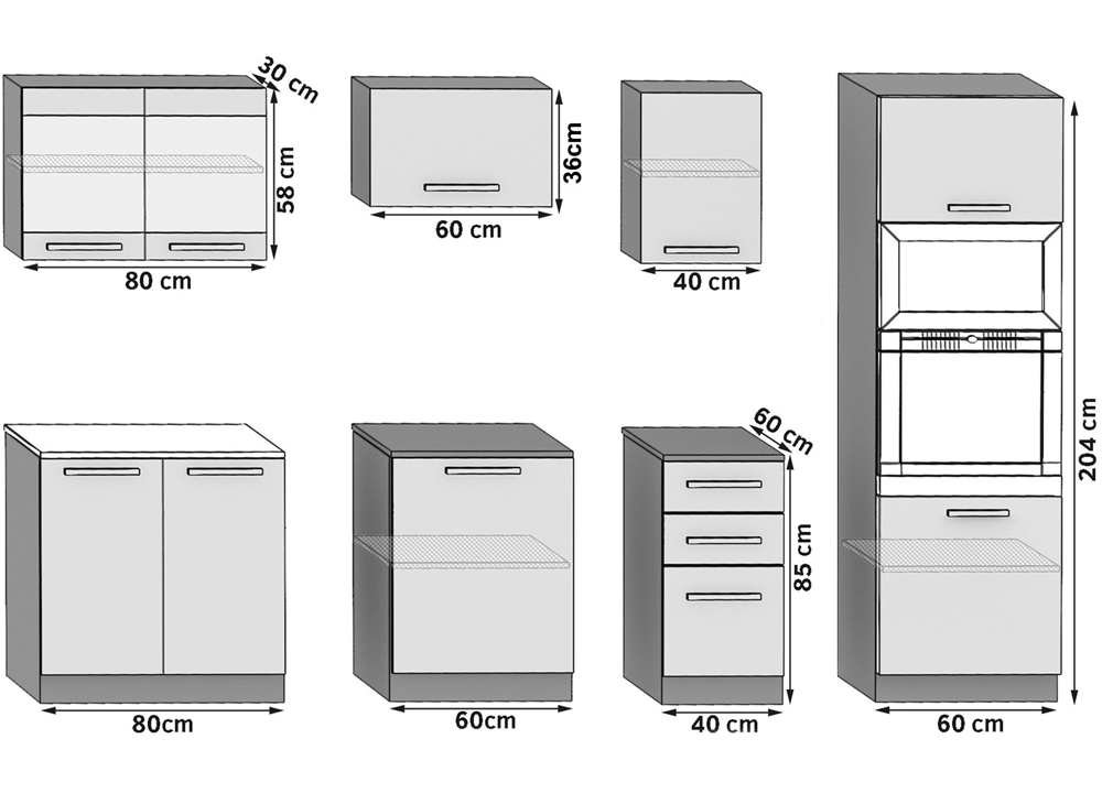 Moderní kuchyňská sestava INFINITY PAULA2 BÍLÁ lesklá