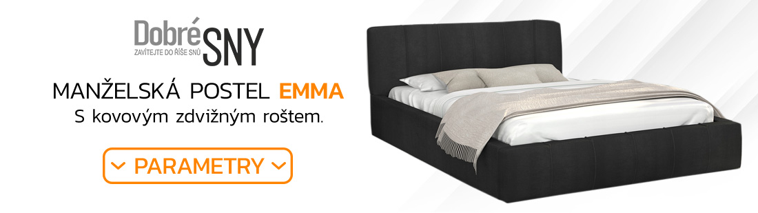 Čalouněná postel 160x200 cm EMMA Černá s roštem