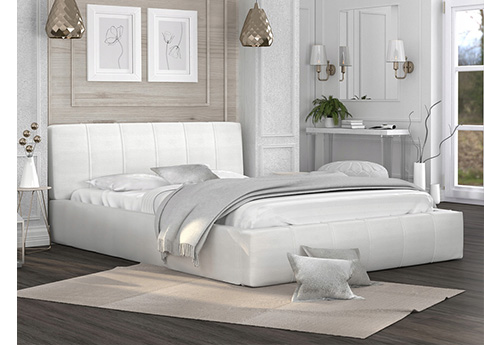 Čalouněná postel 120x200 cm EMMA Bílá s roštem