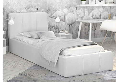 Čalouněná postel 90x200 cm EMMA Bílá s roštem