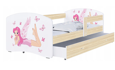 Dětská postel LUKI se šuplíkem DUB SONOMA 160x80 vzor VÍLA