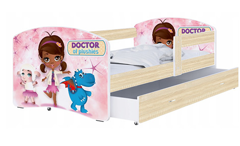 Dětská postel LUKI se šuplíkem DUB SONOMA 160x80 vzor MALÁ DOKTORKA
