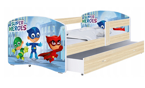 Dětská postel LUKI se šuplíkem SONOMA 160x80cm vzor SUPERHEROES 54L