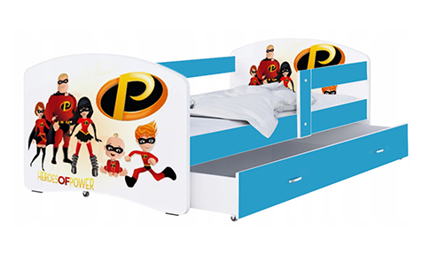 Dětská postel LUKI se šuplíkem MODRÁ 160x80 cm vzor RODINA PERFECT