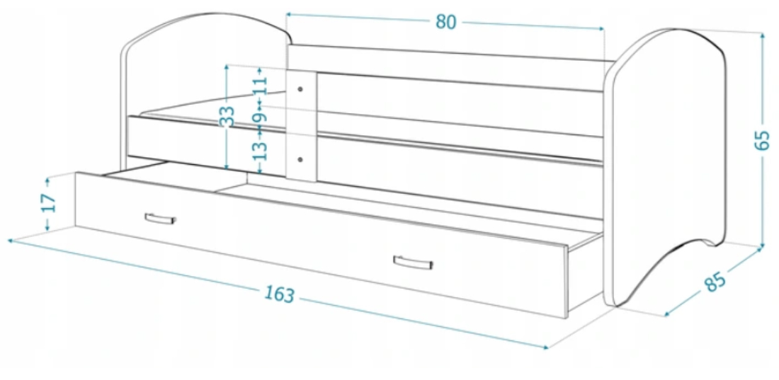 Dětská postel LUKI se šuplíkem RŮŽOVÁ 160x80 cm vzor ZÁVODNÍ AUTO