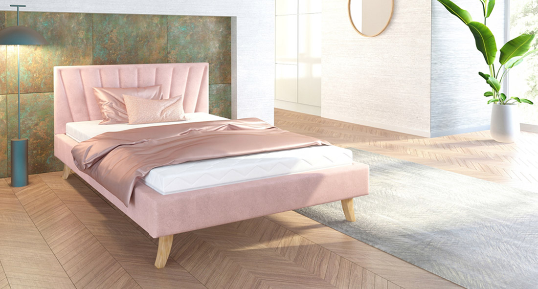 Manželská postel 120x200 cm MALMO TRINITY SVĚTLE RŮŽOVÁ