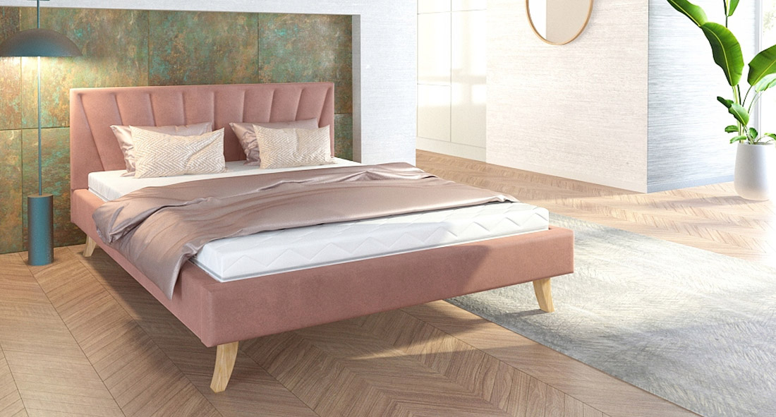 Manželská postel 160x200 cm MALMO TRINITY RŮŽOVÁ