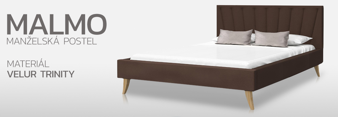 Manželská postel 140x200 cm MALMO TRINITY HNĚDÁ