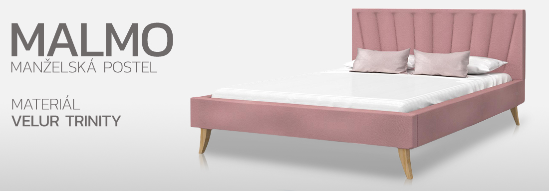 Manželská postel 120x200 cm MALMO TRINITY RŮŽOVÁ