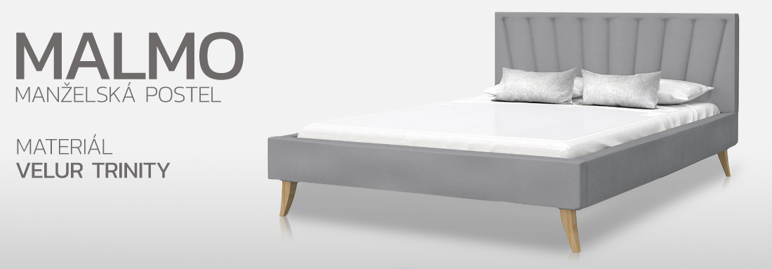 Manželská postel 180x200 cm MALMO TRINITY ŠEDÁ