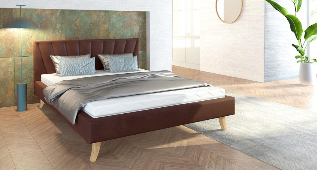 Manželská postel 140x200 cm MALMO TRINITY HNĚDÁ