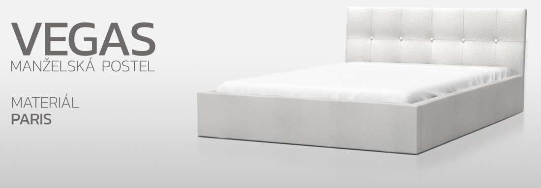 Manželská postel 180x200 cm VEGAS PARIS SVĚTLE KRÉMOVÁ