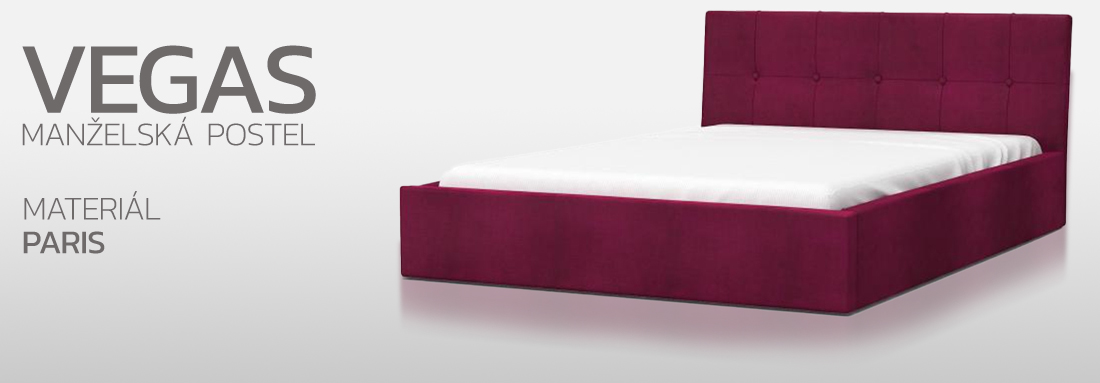 Manželská postel 160x200 cm VEGAS PARIS VÍNOVÁ