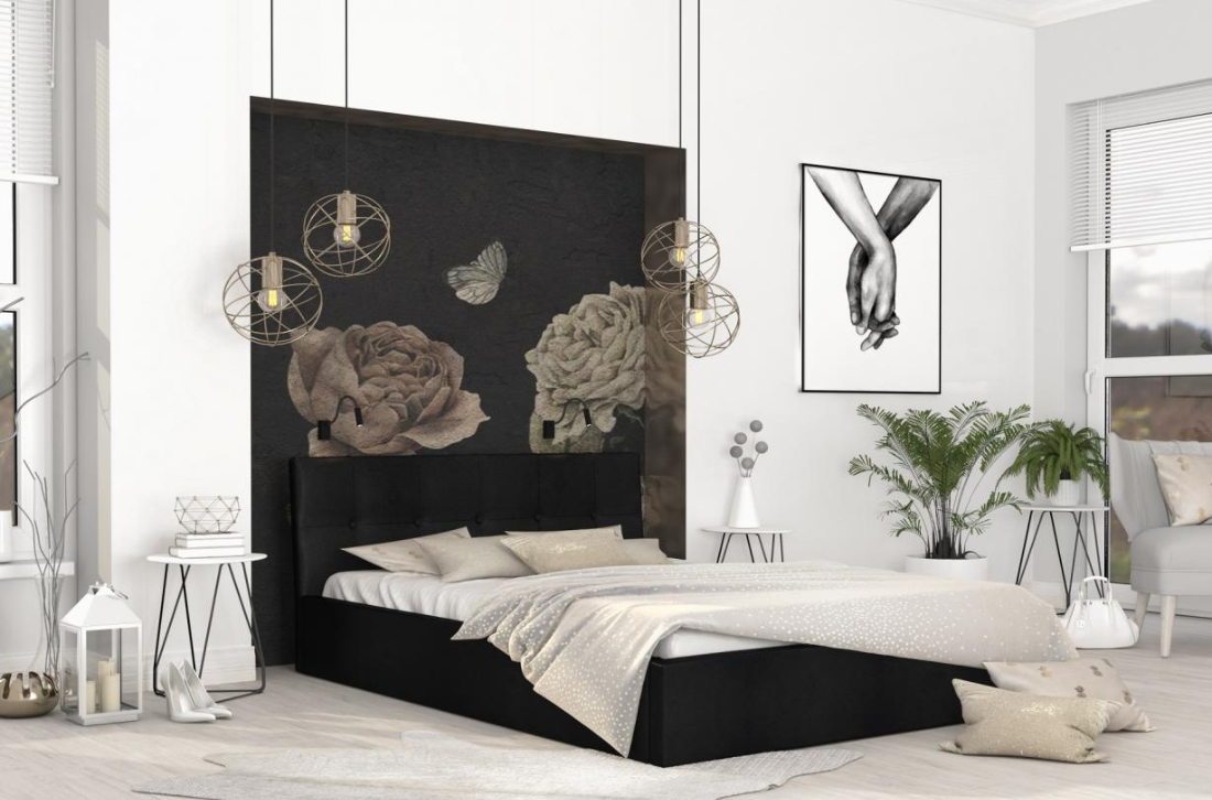 Manželská postel 160x200 cm VEGAS PARIS ČERNÁ