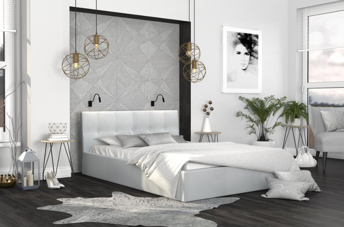 Manželská postel 160x200 cm VEGAS PARIS SVĚTLE ŠEDÁ