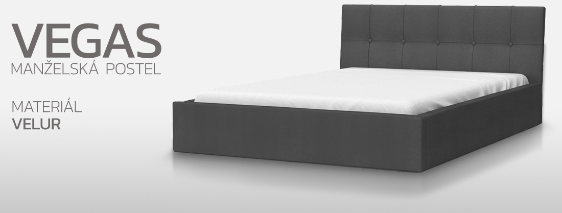 Manželská postel 140x200 cm VEGAS VELUR GRAFIT