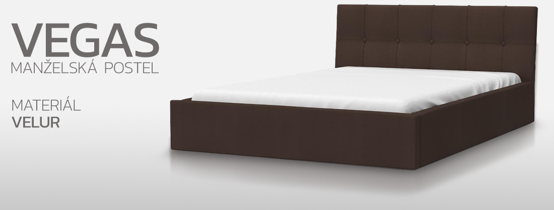 Manželská postel 160x200 cm VEGAS VELUR HNĚDÁ
