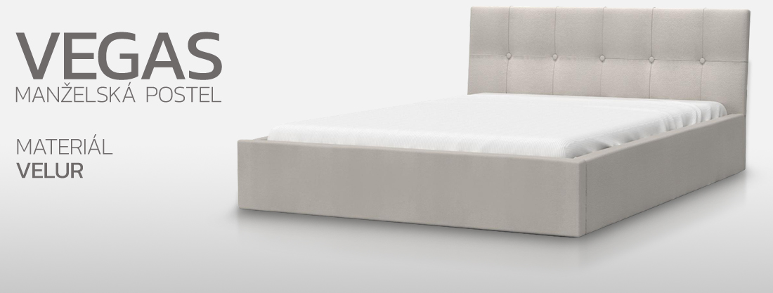Manželská postel 160x200 cm VEGAS VELUR KRÉMOVÁ