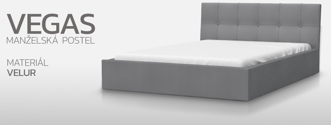 Manželská postel 140x200 cm VEGAS VELUR ŠEDÁ