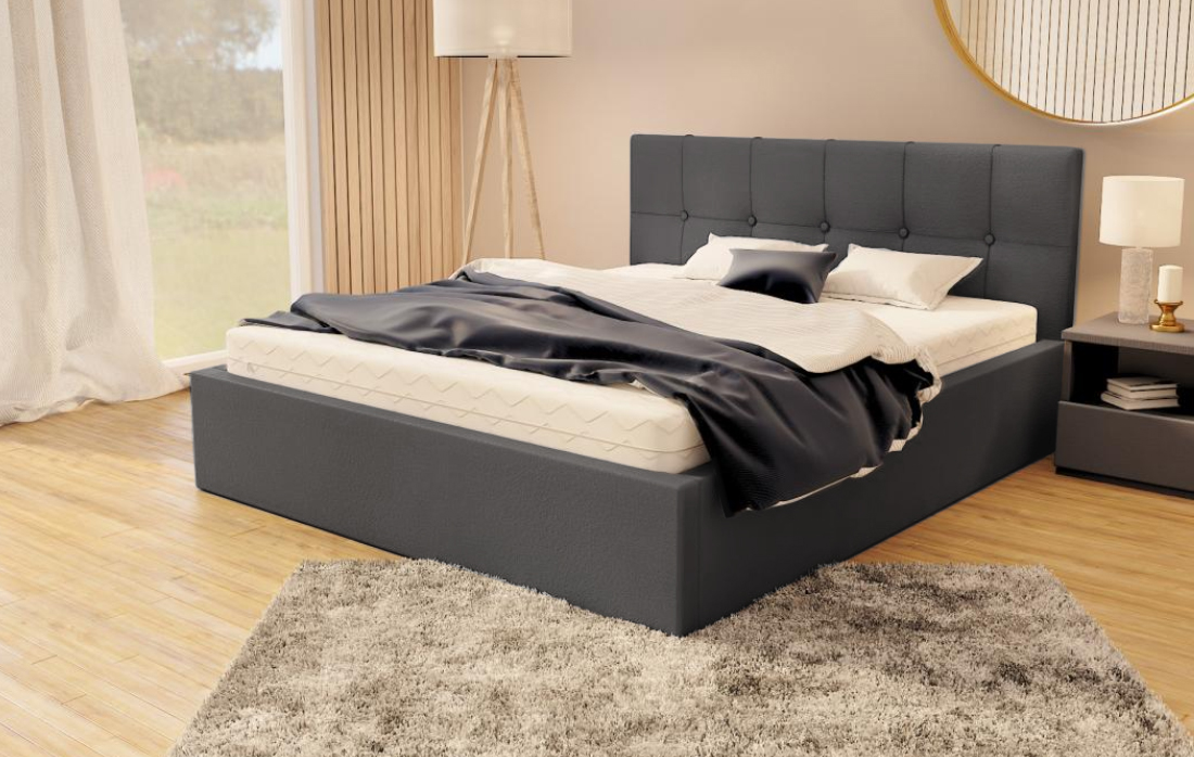 Postel s úložným prostorem 90x200 cm VEGAS VELUR GRAFIT