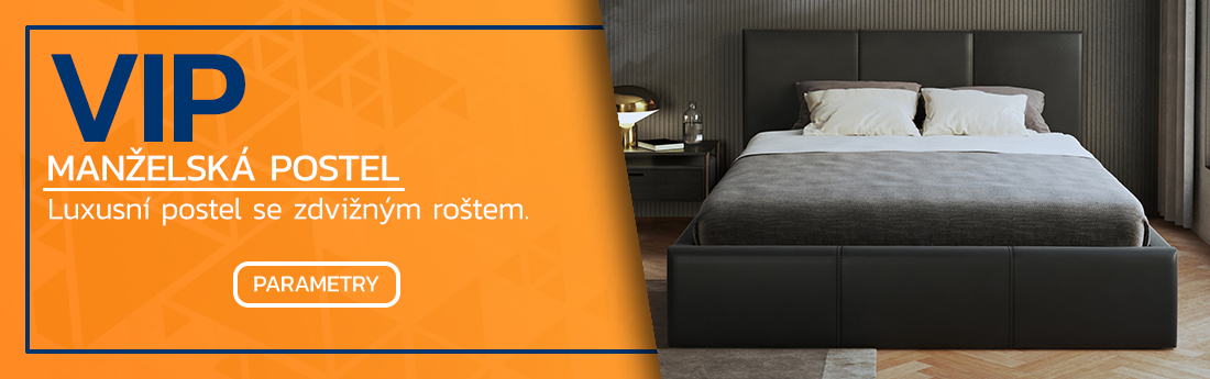 Manželská postel 180x200 cm VIP se zdvižným roštem ČERNÁ