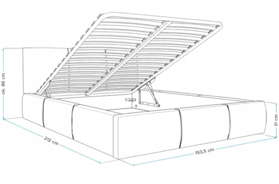 Manželská postel 140x200 cm VIP se zdvižným roštem RŮŽOVÁ